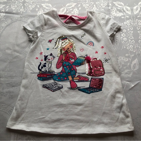 Cynthia Rowley Girls Size S(5-6) White Blouse Back To School Graphics sequenced - Picture 8 of 12